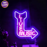 Live music arrow Neon Sign